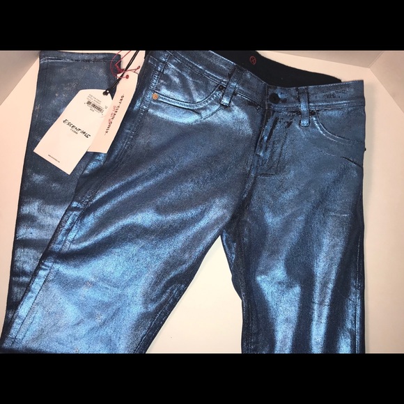 Sinclair MFGRP Blue/ Silver Metallic Skinny Jeans - Picture 3 of 6